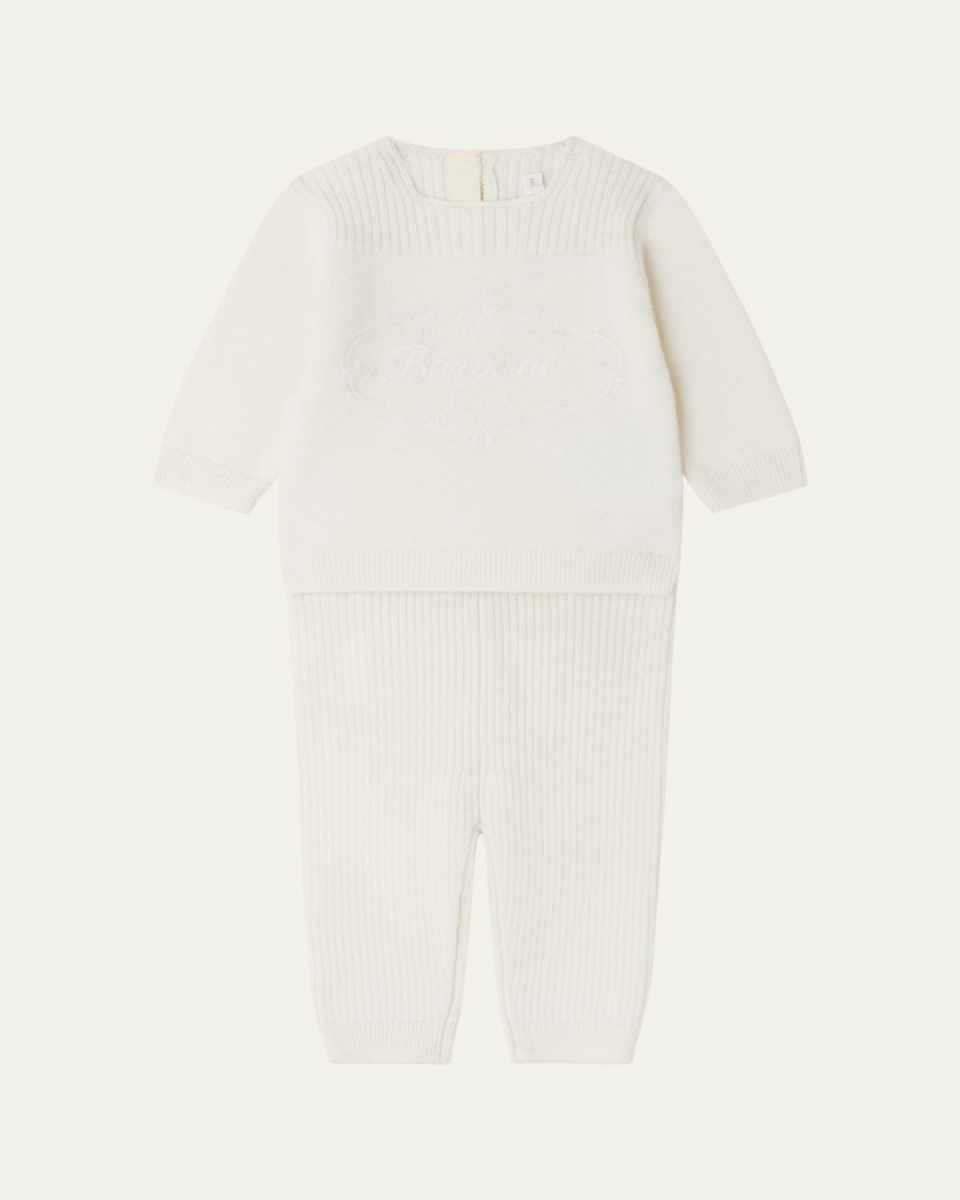 Girl's Atimy Embroidered Wool-Cashmere Set, Size 3M-18